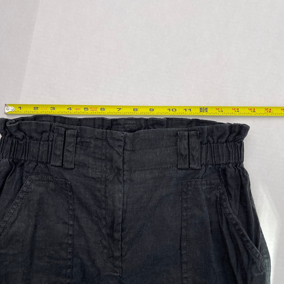 Anthropologie Elevenses Linen Blend Straight Leg Pants Black - Small - Picture 6 of 10